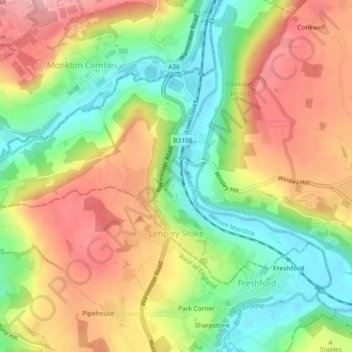 Топографическая карта Limpley Stoke, высота, рельеф