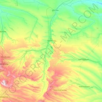 Топографическая карта Калаус, высота, рельеф