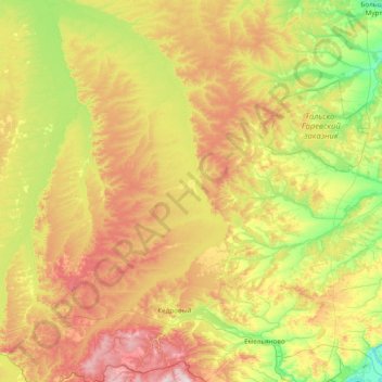 Топографическая карта Малый Кемчуг, высота, рельеф