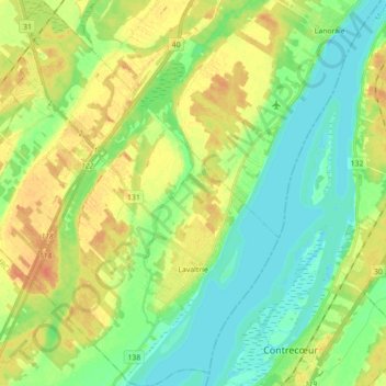 Топографическая карта Lavaltrie, высота, рельеф