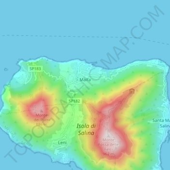 Топографическая карта Malfa, высота, рельеф