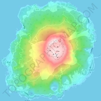 Топографическая карта 三宅島, высота, рельеф