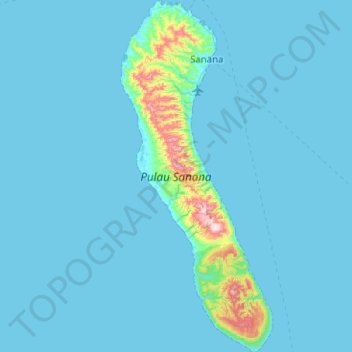Топографическая карта Sanana Island, высота, рельеф