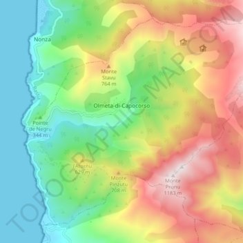 Топографическая карта Olmeta-di-Capocorso, высота, рельеф