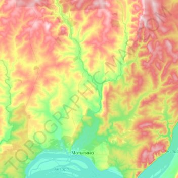 Топографическая карта Рыбная, высота, рельеф