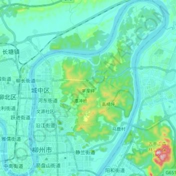 Топографическая карта 城中区, высота, рельеф