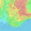 Топографическая карта Прованс — Альпы — Лазурный Берег, высота, рельеф