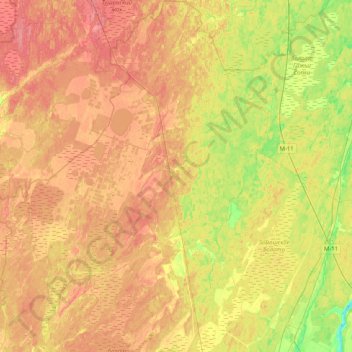Топографическая карта Тёсово-Нетыльское сельское поселение, высота, рельеф