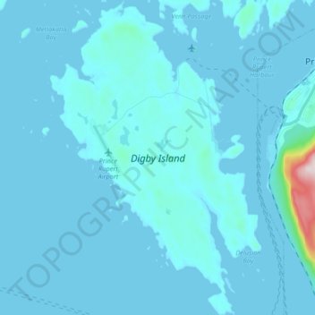 Топографическая карта Digby Island, высота, рельеф