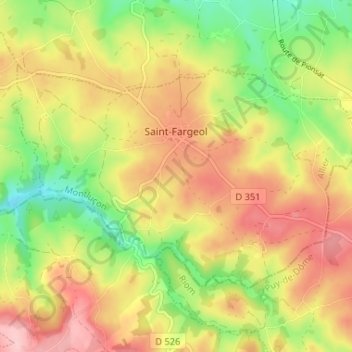 Топографическая карта Saint-Fargeol, высота, рельеф