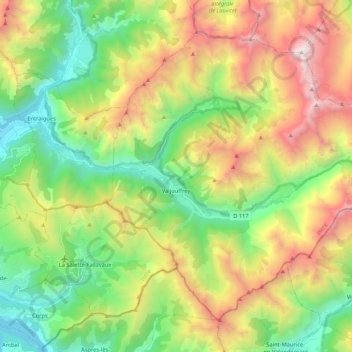 Топографическая карта Valjouffrey, высота, рельеф
