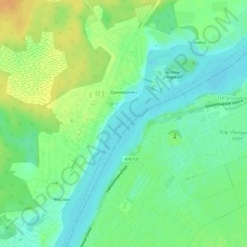 Топографическая карта Оранжерейка, высота, рельеф