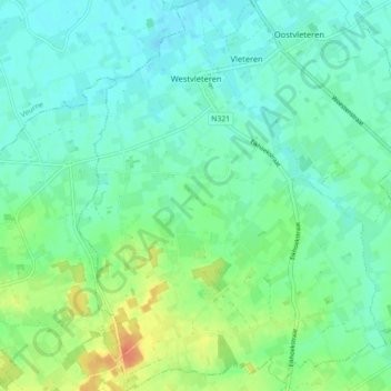 Топографическая карта Westvleteren, высота, рельеф