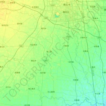 Топографическая карта Suiyang District, высота, рельеф