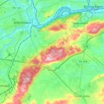 Топографическая карта Salisbury, высота, рельеф