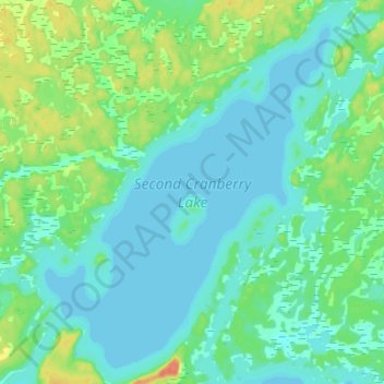 Топографическая карта Second Cranberry Lake, высота, рельеф