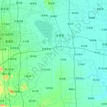 Топографическая карта 汝南县, высота, рельеф