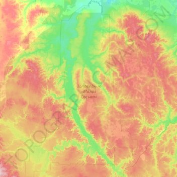 Топографическая карта Заповедник «Малая Сосьва», высота, рельеф