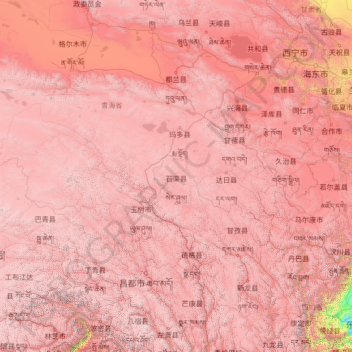 Топографическая карта 三江源国家级自然保护区, высота, рельеф