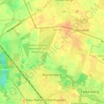 Топографическая карта Wartenberg, высота, рельеф
