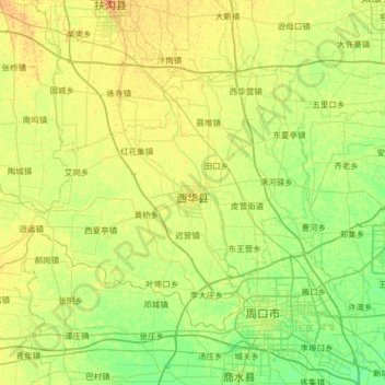 Топографическая карта Xihua County, высота, рельеф