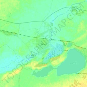 Топографическая карта Чулым, высота, рельеф