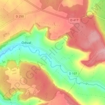 Топографическая карта Odival, высота, рельеф