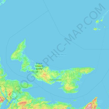 Топографическая карта Prince Edward Island, высота, рельеф