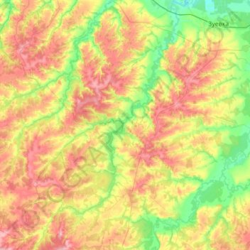 Топографическая карта Кордяга, высота, рельеф