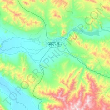 Топографическая карта 狮泉河镇, высота, рельеф