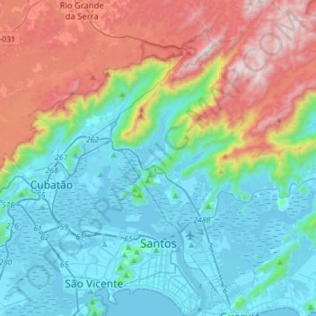 Топографическая карта Santos, высота, рельеф
