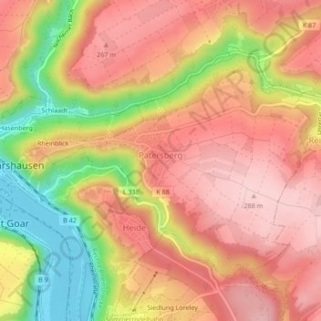 Топографическая карта Patersberg, высота, рельеф