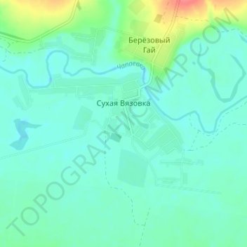 Топографическая карта Сухая Вязовка, высота, рельеф