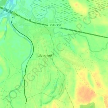 Топографическая карта Шумский, высота, рельеф