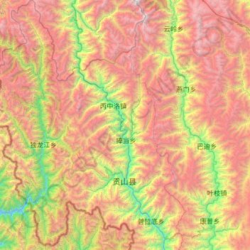 Топографическая карта Gongshan Derung and Nu Autonomous County, высота, рельеф