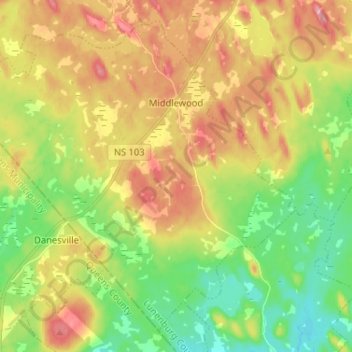 Топографическая карта Middlewood, высота, рельеф