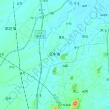 Топографическая карта 金牛镇, высота, рельеф