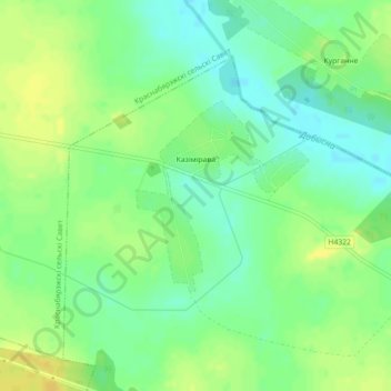 Топографическая карта Казимирово, высота, рельеф