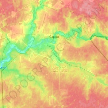 Топографическая карта Саров, высота, рельеф