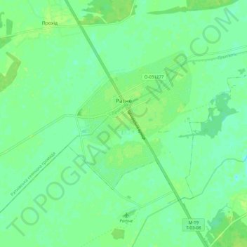 Топографическая карта Ратно, высота, рельеф