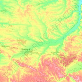 Топографическая карта Нижнеингашский район, высота, рельеф