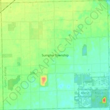 Топографическая карта Sumpter Township, высота, рельеф