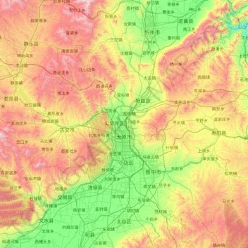 Топографическая карта Taiyuan, высота, рельеф