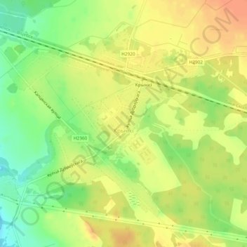 Топографическая карта Крынки, высота, рельеф