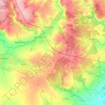Топографическая карта Богородское сельское поселение, высота, рельеф