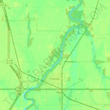 Топографическая карта Emerson, высота, рельеф