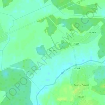 Топографическая карта Ростоки, высота, рельеф