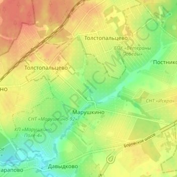 Топографическая карта Марушкино, высота, рельеф