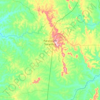 Топографическая карта Paraíso do Tocantins, высота, рельеф