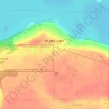 Топографическая карта Regina Beach, высота, рельеф